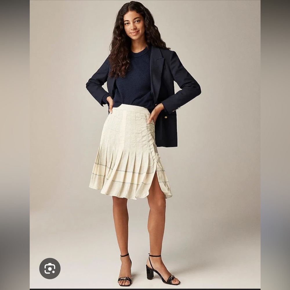 J. Crew Beige A-Line Pleated Skirt